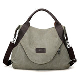 Large Pocket Women's Shoulder Cross-body Handbags Canvas Leather Bags