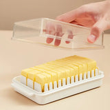 Plastic Quantitative Cutting Butter Preservation Container Box Dish With Dividable Lid