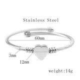 Stainless Steel Engraved Charm Heart Initials Bracelet-A-Z