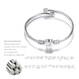 Stainless Steel Engraved Charm Heart Initials Bracelet-A-Z