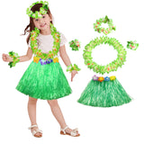 Hawaiian Grass Skirt Flower Hula Lei Garland Fancy Dress Costume