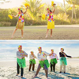 Hawaiian Grass Skirt Flower Hula Lei Garland Fancy Dress Costume