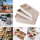 3-In-1 Compartment Bento Lunch Box Meal Prep Containers