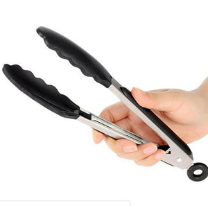 9" Environmental Kitchen Food BBQ Tongs Clip Stainless Steel Cooking
