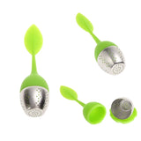 2pcs Ball Silicone Tea Infuser Strainer with Drip Tray Handle Steel Leaf Lid